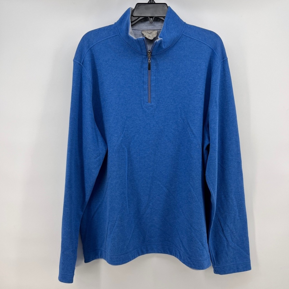 NI COBY Mens Reversible Quarter Zip Pullover Sweater Size XL Blue Gray